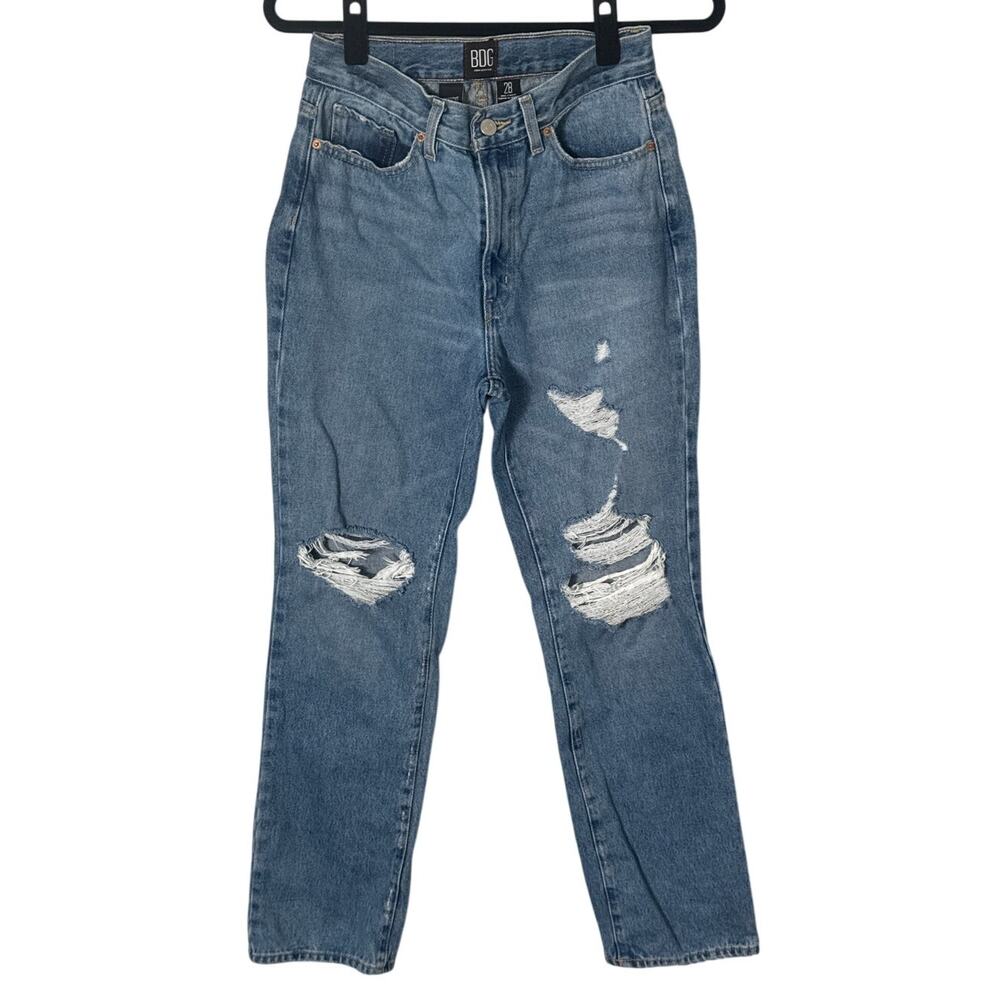 BDG Mid Rise Boot Cut‎ Jean Destroyed Medium Wash Size 28